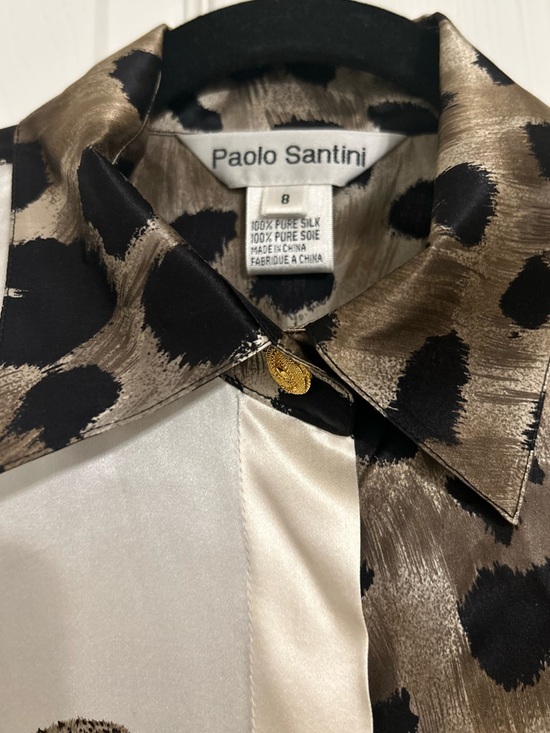 Paolo Santini Women's Animal Print Button-Down Shirt - Brown/Black/Cream - Picture 3 of 9